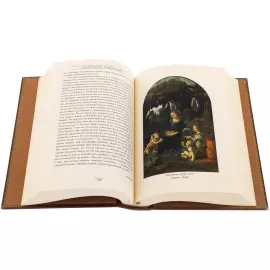 Книга в кожаном переплете "Леонардо Да Винчи" в футляре на подставке