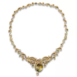 Venus Hair necklace in yellow gold with citrine and diamonds