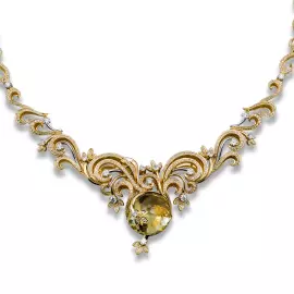 Venus Hair necklace in yellow gold with citrine and diamonds