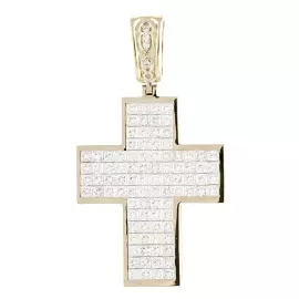 Cross pendant "Princess" in white gold with diamonds