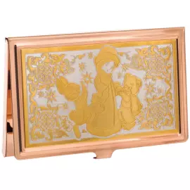 New Year's business card holder "Snow Maiden with a hare and a bear cub" Zlatoust