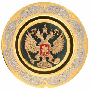 Vodka set with flask, jade "Coat of Arms of the Russian Federation" for 3 persons