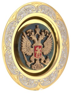 Vodka set with flask, jade "Coat of Arms of the Russian Federation" for 3 persons