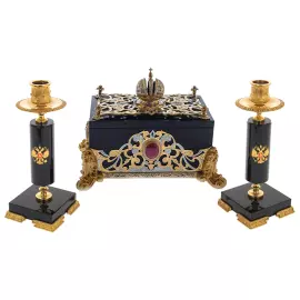 Набор шкатулка с подсвечниками "Россия Великая" Златоуст