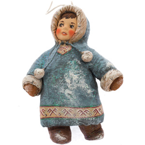 Коллекционная елочная игрушка из ваты ручной работы "Северная малышка"