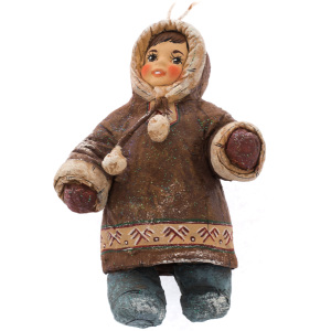 Коллекционная елочная игрушка из ваты ручной работы "Северный мальчик"