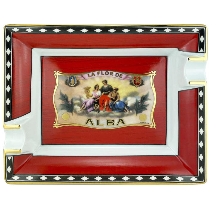 Ashtray "Flor De Alba" Elie Bleu red