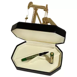 Ручка роллер с нефтяной качалкой золотисто-зеленая