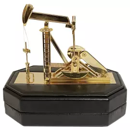 Ручка роллер с нефтяной качалкой серебристо-зеленая