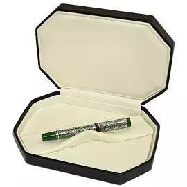 Ручка роллер с нефтяной качалкой серебристо-зеленая