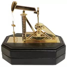 Ручка перьевая с нефтяной качалкой серебристо-зеленая