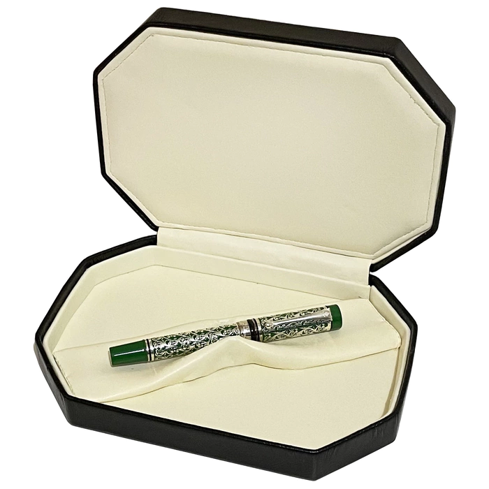 Fountain pen with oil rocker silver-green