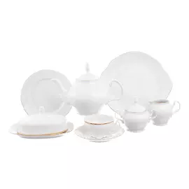 Чайный сервиз из фарфора Bernadotte "Белый узор" на 12 персон, 43 предмета
