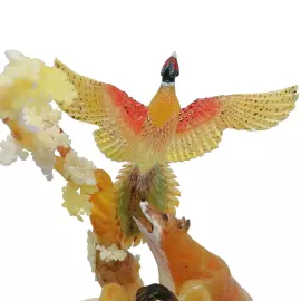 Композиция из янтаря "Лиса и фазан"