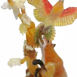 Композиция из янтаря "Лиса и фазан"