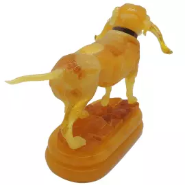 Композиция из янтаря "Охотничья собака с фазаном"