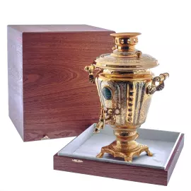 Чайный набор с самоваром "Царский" на 4 персоны, Златоуст