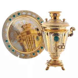 Чайный набор с самоваром "Царский" на 4 персоны, Златоуст