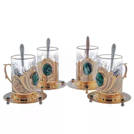 Чайный набор с самоваром "Царский" на 4 персоны, Златоуст