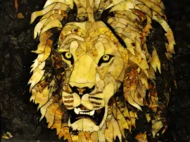 Панно из янтаря "Лев"