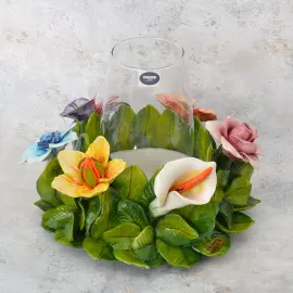 Ceramic Candle Holder Orgia Flowers 33 cm