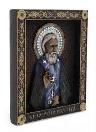Икона из дерева "Святой Сергий Радонежский"
