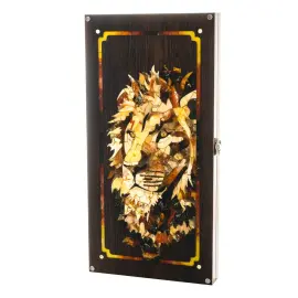 Backgammon made of stained oak and amber "King of the Beasts"