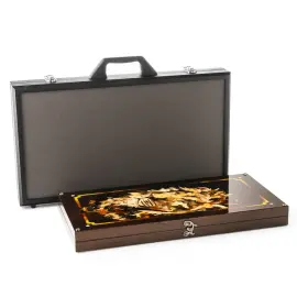 Backgammon made of stained oak and amber "King of the Beasts"