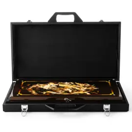 Backgammon made of stained oak and amber "King of the Beasts"