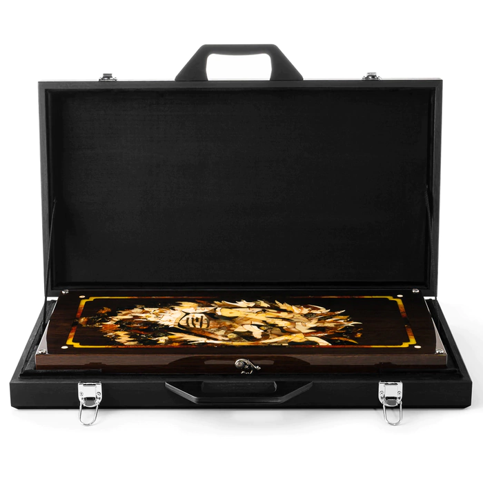 Backgammon made of stained oak and amber "King of the Beasts"