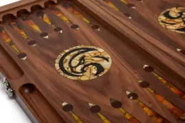 Backgammon made of walnut and amber "Sokol"