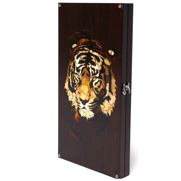 Backgammon made of stained oak and amber "Tiger"