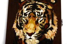 Backgammon made of stained oak and amber "Tiger"