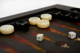 Backgammon made of stained oak and amber "Tiger"
