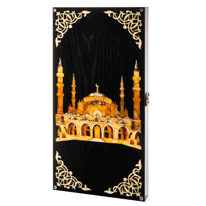 Backgammon made of ash and amber "Mosque"