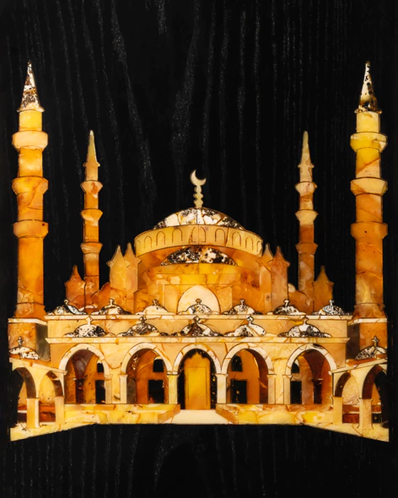 Backgammon made of ash and amber "Mosque"