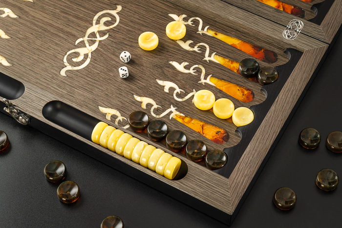 Backgammon made of ash and amber "Mosque"
