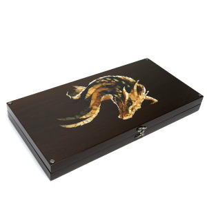 Backgammon made of stained oak and amber "Dragon"