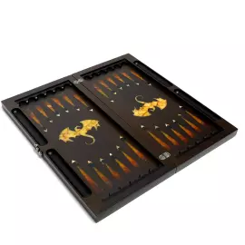 Backgammon made of stained oak and amber "Dragon"