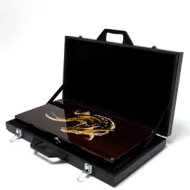 Backgammon made of stained oak and amber "Dragon"