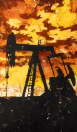 Backgammon made of stained oak and amber "Oil"