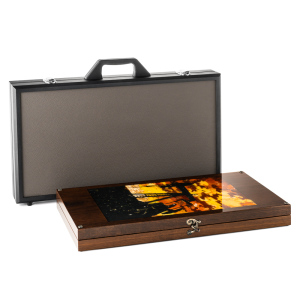 Backgammon made of stained oak and amber "Oil"