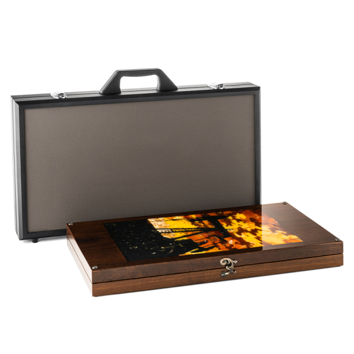 Backgammon made of stained oak and amber "Oil"
