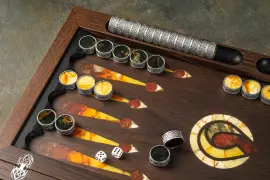 Backgammon made of stained oak and amber "Oil"