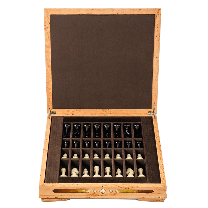 Chess chest made of Karelian birch "Aristocrat"
