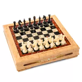 Chess chest made of Karelian birch "Aristocrat"