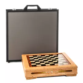 Chess chest made of Karelian birch "Aristocrat"