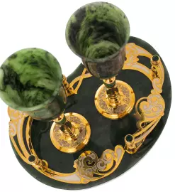 Drinking set with jade "Izisk" Zlatoust