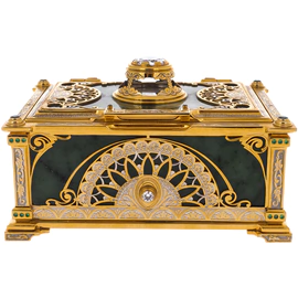 Jade casket "Tenderness" with rock crystal, Zlatoust