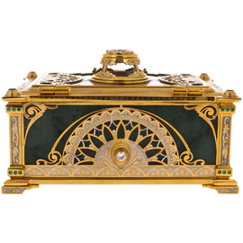Jade casket "Tenderness" with rock crystal, Zlatoust